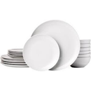 Amazon Basics Kitchen Dinnerware Set, Microwave and Dishwasher Safe, Plates, Bowls, Service for 6, 18-Piece, White