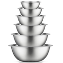 JoyJolt Stainless Steel Mixing Bowl Set - 6 Piece Nesting Bowls, 5qt to 0.5qt, Ideal for Kitchen, Cooking, Baking and Storage