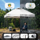 CROWN SHADES 10x10 Pop Up Canopy - Beach Tent with One Push Setup - Easy Outdoor Sun Shade for Events, Parties, Camping - Gazebo with STO-N-Go Cover Bag, Silver Coated Top, Grid White