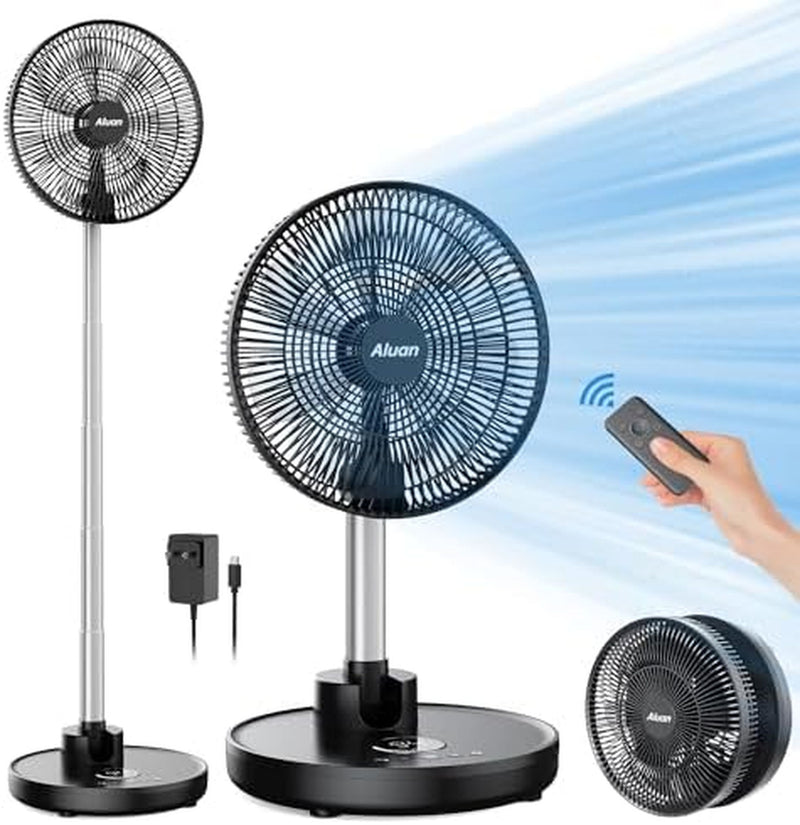 Aluan 12" Quiet Oscillating Fan with 12000mAh Rechargeable Battery