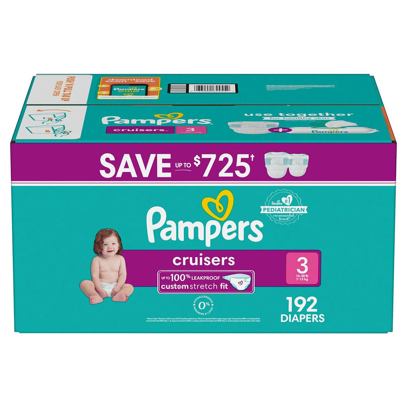 Pampers Cruisers Diapers Size 3 192 ct 16-28 lb