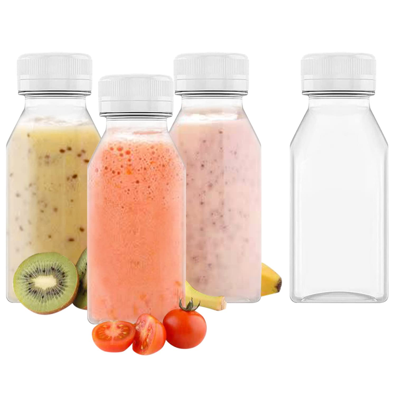 BallHull 8 OZ Plastic Juice Bottles with White lid 4pcs Reusable