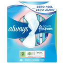Always Infinity Feminine Pads for Women with Wings, Size 2 Heavy, Unscented, 46 Count
