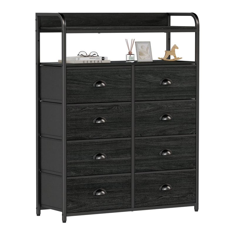 Furologee Dresser 8 Drawers with Double Shelf