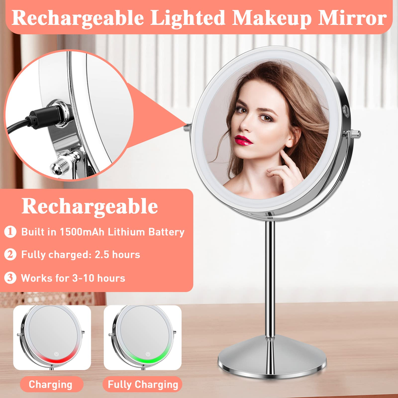 KuMers Lighted Makeup Mirror with Magnification