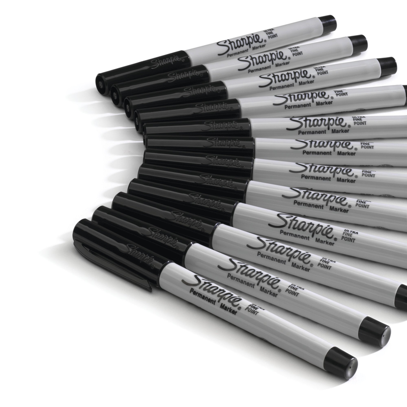 SHARPIE Permanent Markers, Ultra Fine Point, Black, 12 Count